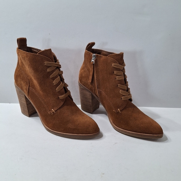 Dolce Vita Brown Classic Preppy Suede Side Zip Lace Up Block Heel Boots Size 10 - Picture 2 of 13